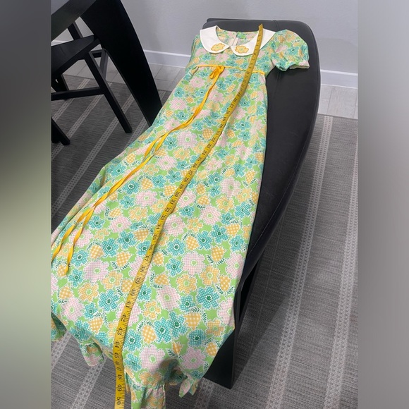 Vintage 60s 70s handmade Mommy & Me Peter Pan collar floral prairie dress S/10Y - Picture 7 of 10